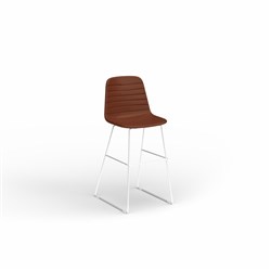 OLG Sofia Barstool White Sled Base Tan PU Leather Seat