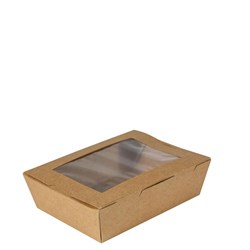 Envirochoice Lunch Box With Window Heavy Board PLA Lined Small Kraft Ctn Of 200