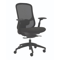 Buro Quantum High Back Office Chair With Arms Black Fabric Seat Mesh Back