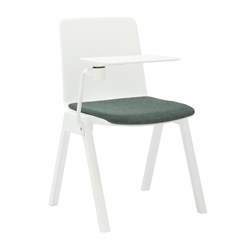 Rapidline Academy Stacking Chair Polypropylene White + Tablet Arm + Emerald Seat Pad