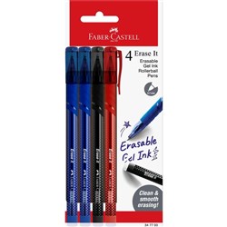 Faber-Castell Erase It Erasable Gel Pen Fine 0.7mm Assorted Pack Of 4
