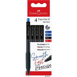 Faber-Castell Fast Gel Z Pen Fine 0.7mm Assorted Pack Of 4