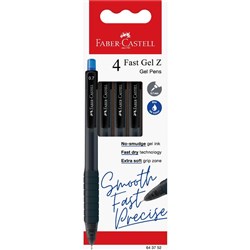 Faber-Castell Fast Gel Z Pen Fine 0.7mm Blue Pack Of 4