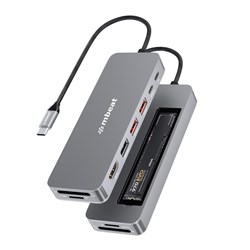 Mbeat Elite 9-In-1 USB-C Multiport Hub With Built In M.2 NVMe SSD Enclosure Grey
