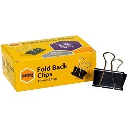 Marbig Fold back Clips 41mm, Box of 12 foldback bulldog