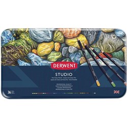 Derwent R32198 Studio 36 Pencils Assorted Tin Pack Of 36