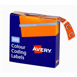 Avery Alphabet Coding Label C Side Tab 25x38mm Orange Pack of 500