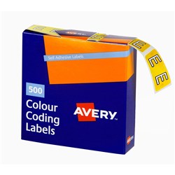 Avery Alphabet Coding Label E Side Tab 25x38mm Yellow Pack of 500