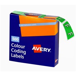 Avery Alphabet Coding Label F Side Tab 25x38mm L Green Pack of 500