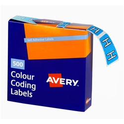 Avery Alphabet Coding Label H Side Tab 25x38mm Blue Pack of 500