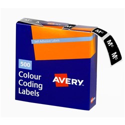 Avery Alphabet Coding Label MC Side Tab 25x38mm Wht Blk Pack of 500