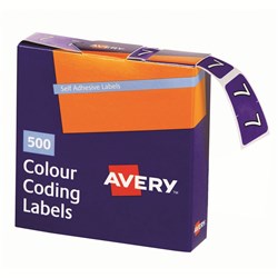 Avery Numeric Coding Label 7 Side Tab 25x38mm Purple Pack of 500