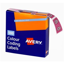 Avery Numeric Coding Label 8 Side Tab 25x38mm Mauve Pack of 500