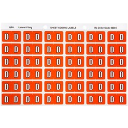 Avery Alphabet Coding Label D Side Tab 25x38mm D Orange Pack of 180