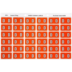 Avery Alphabet Coding Label D Side Tab 25x38mm D Orange Pack of 180