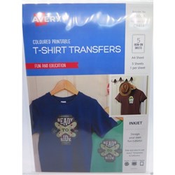 Avery T-Shirt Transfer A4 pk5 use on dark coloured fabrics