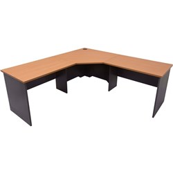 Rapid Worker 3 Piece Corner Workstation 1800W x 1800W x 750D Beech and Ironstone