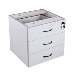 RAPID FIXED DESK PEDESTAL Lockable 3 x box drawers in Light Grey