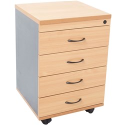 Rapid Worker Mobile Pedestal 4 4 Drawer 465W 447D 690mmH Beech and Ironstone