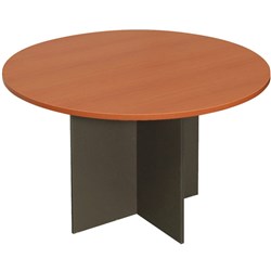 Rapid Worker Meeting Table 900 Diameter Round Top Cherry and Ironstone