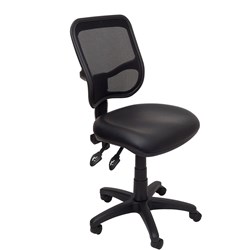 EM300 Small Seat Office Chair Black Mesh Medium Back Black PU Seat Black Mesh