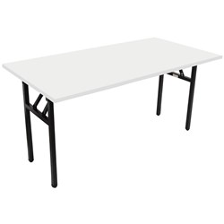 Steel Frame Folding Table Strong Folding Mechanism 1500W x 750D White Top