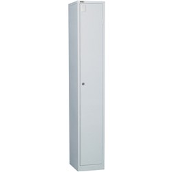 Go Steel Storage Locker Single Door 1830H x 305W x 455mmD Silver Grey