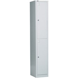 Go Steel Storage Locker Two Door 1830H x 305W x 455mmD Silver Grey