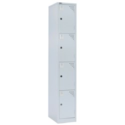 Go Steel Storage Locker Four Door 1830H x 305W x 455mmD Silver Grey
