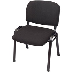 Nova Stackable Visitor Chair Black Steel Frame Padded Black Fabric Seat and Back