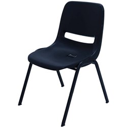Poly Plastic Student Training Chair With Black Steel Frame Stackable Black Poly Shell