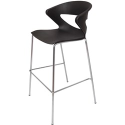 Taurus Hospitality Stool 4 Leg Chrome Frame Poly Shell Black