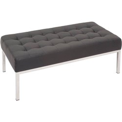 Venus Ottoman 1000Wx500D Stainless Steel Base Button Finish Black PU Upholstery