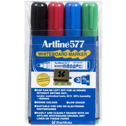 Artline 577 Whiteboard Marker Bullet 2mm Assorted Colours Pack Of 4