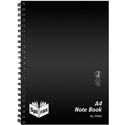 Spirax P595A Notebook Poly Cover A4 Ruled 240 Page Black Side Opening