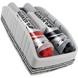 Pentel MWLB Maxiflo Whiteboard Eraser Marker Set Pump Black & Red Pack of 2