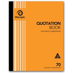 Olympic 70 Carbonless Book Duplicate 200x250mm Quotation 50 Leaf