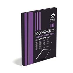 Olympic Heavy Duty Sheet Protectors A4 Clear 60mic Box of 100