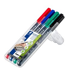 Staedtler 314 Lumocolor Permanent Pens Broad 2.5mm Assorted Colours Wallet Of 4