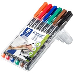 STAEDTLER 317 LUMOCOLOR PENS Perm Med 1.0mm Wlt6 WLT6