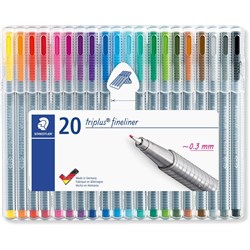 Staedtler 334 Triplus Fineliners Super Fine 0.3mm Assorted Pack of 20