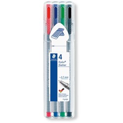 Staedtler 334 Triplus Fineliners Super Fine 0.3mm Assorted Pack of 4