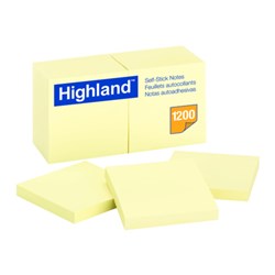Stick On Notes Highland 6549 76x76mm Yellow 100 Sheets pk12