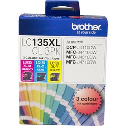 Brother LC 135 XL Ink 1200 Page Yield 3 Colour Pack LC-135 LC135