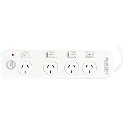 Powerplus 4 Outlet Powerboard Individual Switch Surge And Overload Protection