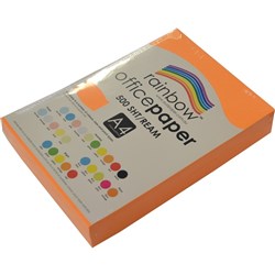 Rainbow Office Copy Paper A4 80gsm Fluoro Orange Ream of 500