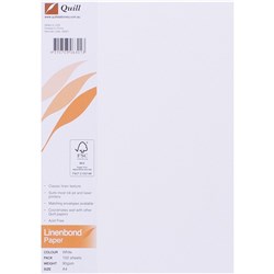 Quill Parchment Paper A4 90gsm Linenbond White Pack of 100