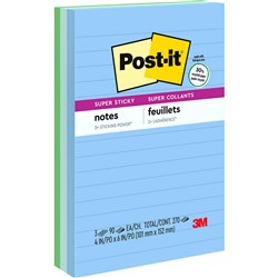 Post-It 660-3SST Super Sticky Notes 98x149mm Lined Oasis Pack of 3