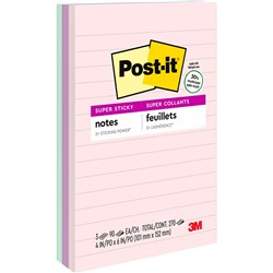 Post-It 660-3SSNRP Super Sticky Notes 101x152mm Lined Recycled Bali Pack of 3