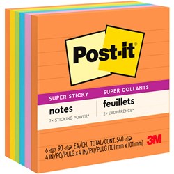 Post-It 675-6SSUC Super Sticky Notes 101x101mm Lined Rio De Janeiro Pack of 6